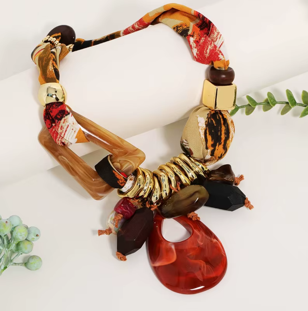 Collier fantaisie Esmeralda orange