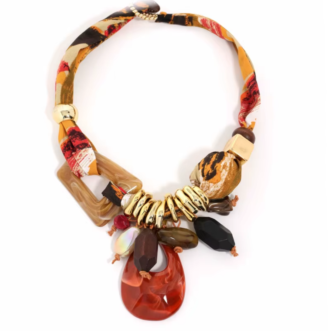 Collier fantaisie Esmeralda orange (2)