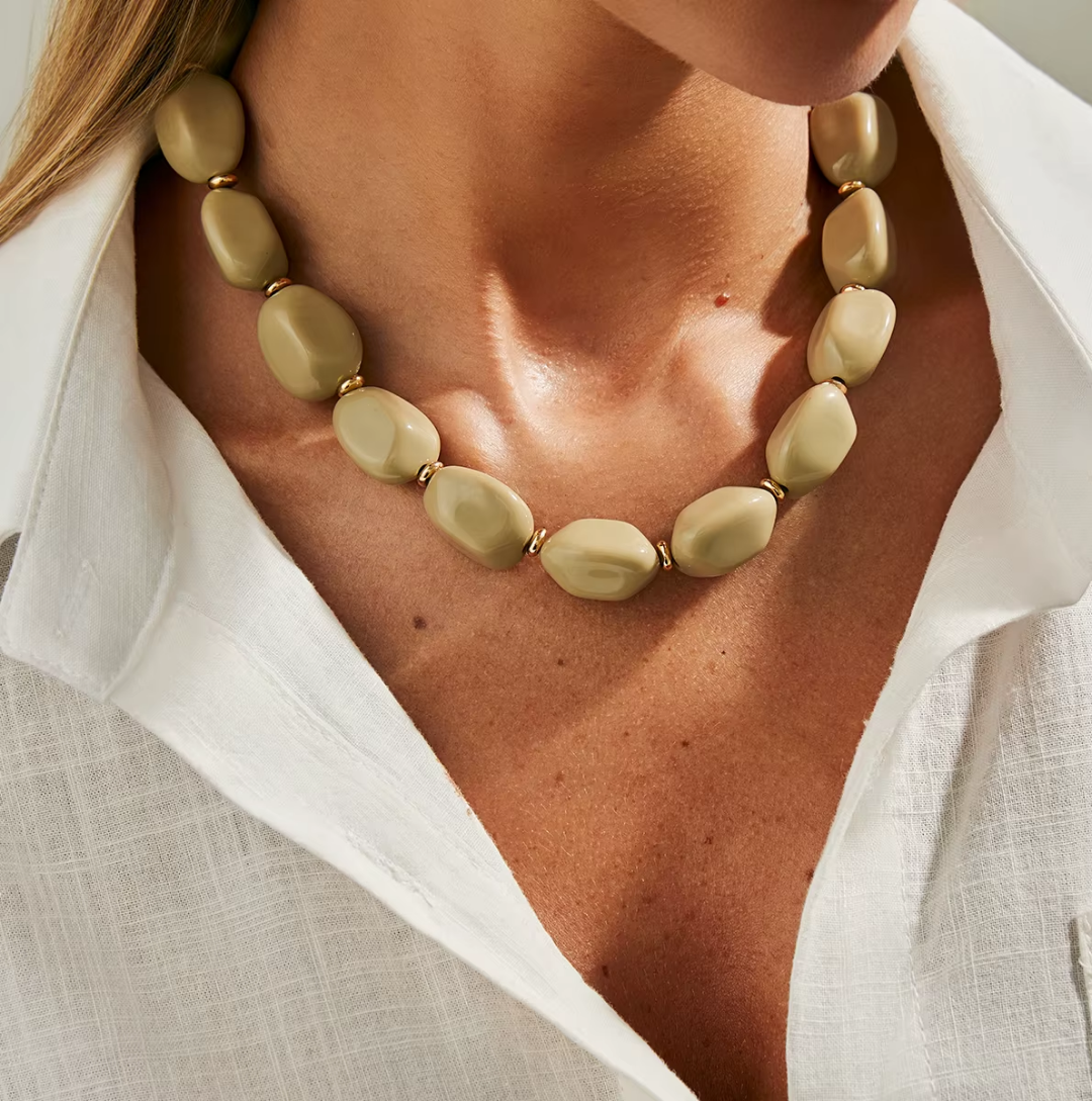 Collier de perles Anouk beige