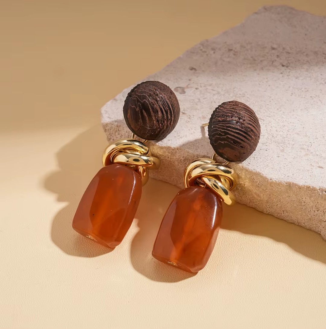 Boucles doreilles Esmeralda acrylique rouge