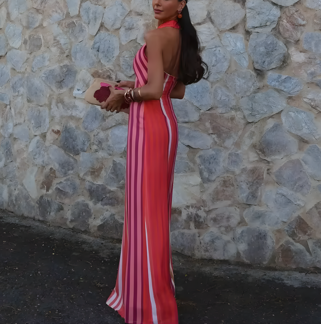 Robe longue Aliette femme été rose rouge