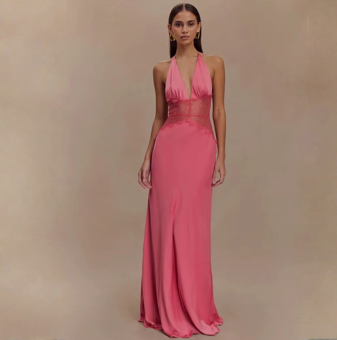 Robe Caliane rose dentelle