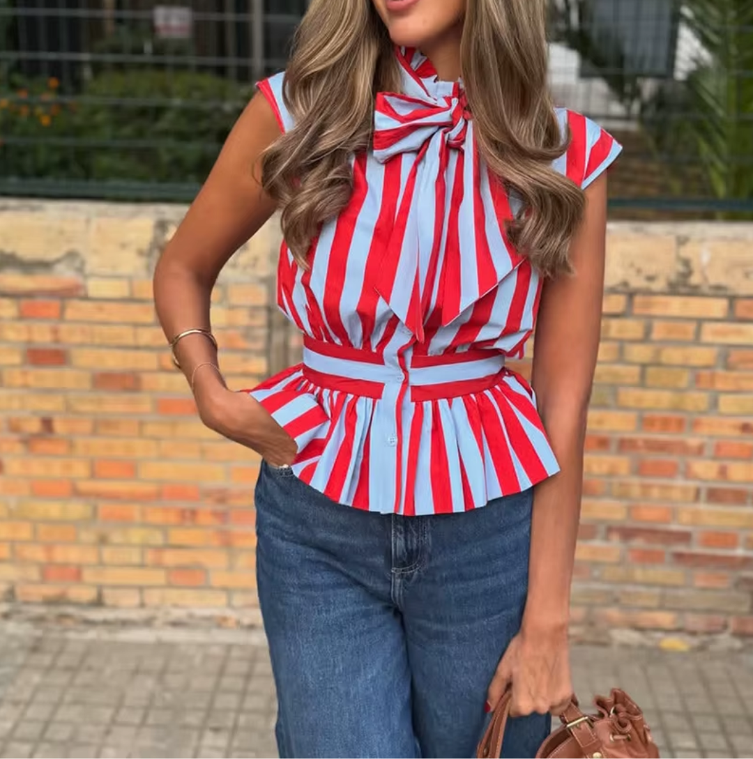 chemise sans manches à rayures femme chic