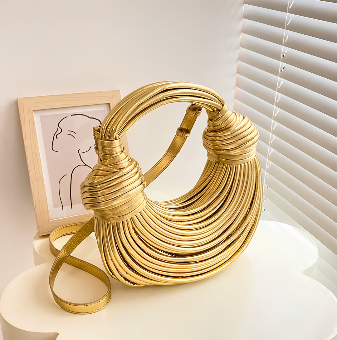 sac à main demi-lune doré