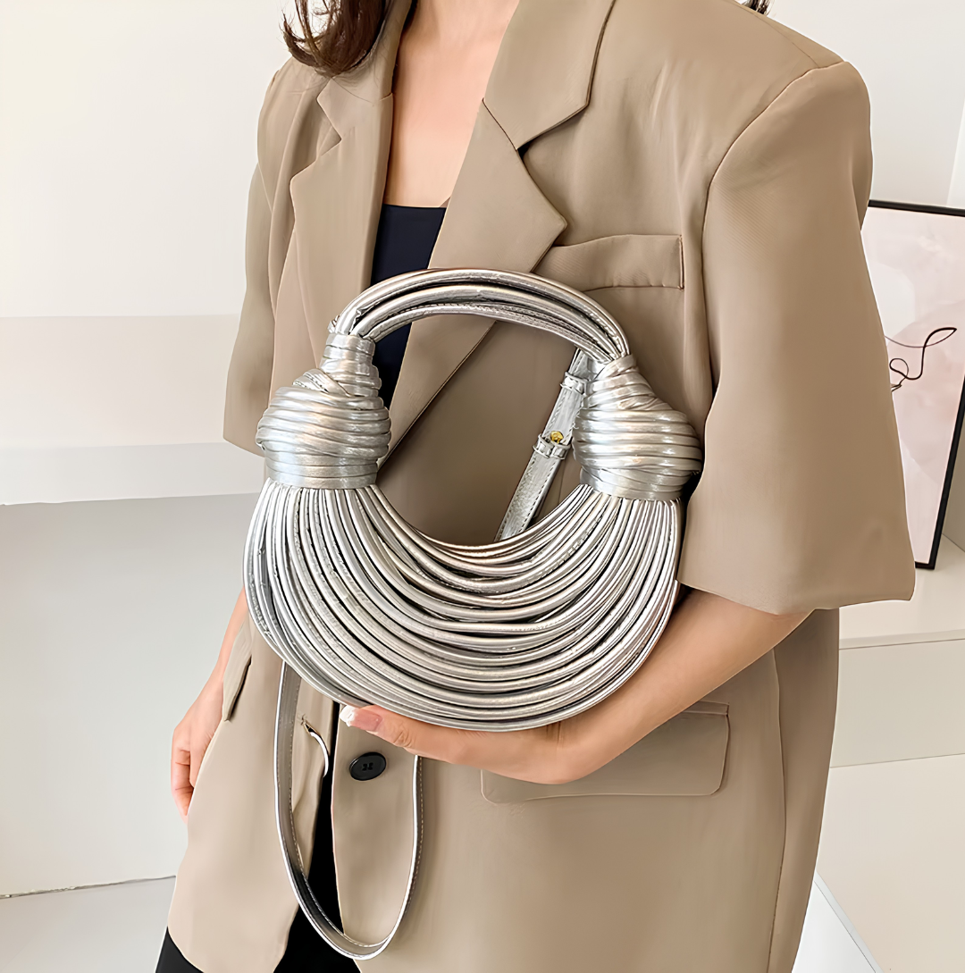 sac à main demi-lune argent chic