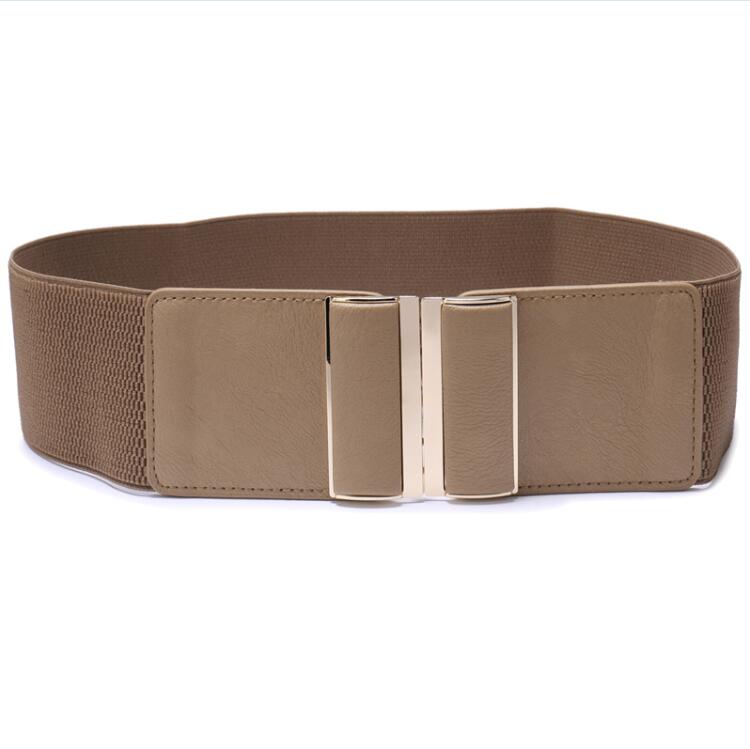 Ceinture femme large élastique taille beige