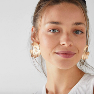 Boucles d'oreilles dorées feuilles Trocadéro