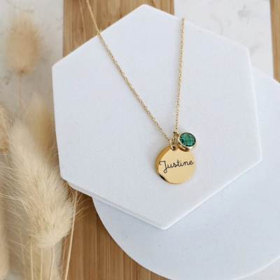 Collier personnalisé prénom pierre précieuse