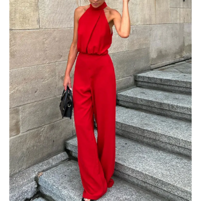 combinaison rouge femme chic