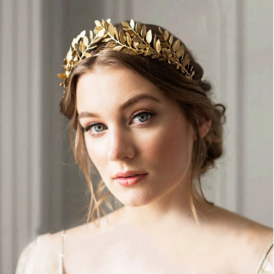diadème feuilles dorées mariée