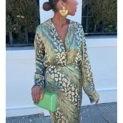 ensemble de soirée vert imprimé