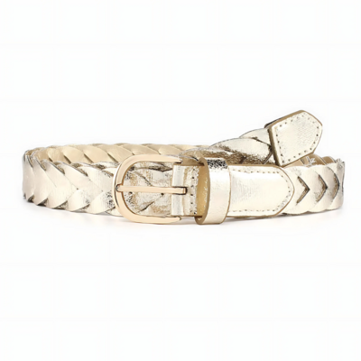 ceinture tressée en cuir doré