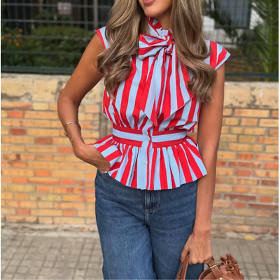 chemise sans manches à rayures femme chic