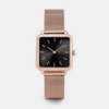 montre femme braceler acier or rose cadran noir boutique en ligne