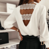 blouse blanche dos nu ouvert broderie dentelle vêtement femme