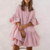 robe chic à volants rose femme