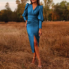 robe bleue satin femme occasion invitée
