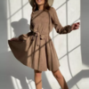 robe beige camel velours côtelé femme automne hiver 2021