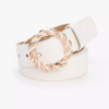 ceinture blanche boucle ronde dorée torsadée tendance femme