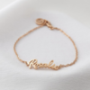 bracelet personnalisé prénom acier inoxydable plaqué or rose
