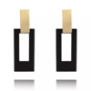 boucles d'oreilles pendantes noires et dorées rectangulaires