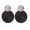 boucles d'oreilles pendantes rond noir argent fantaisie