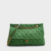 sac à main daim vert bandoulière chaîne dorée tendance paris