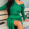 robe longue verte hiver femme en laine
