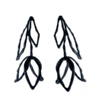 boucles d'oreilles pendantes rétro longues noires fleuries fantaisie