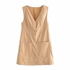 Ardm-robe-en-Faux-cuir-pour-femme-tenue-l-gante-col-en-V-bretelles-pliss-es