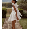 robe courte blanche patineuse en coton