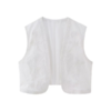 veste blanche sans manches brodée à fleurs femme