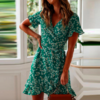 robe courte imprimée fleurie femme verte 3