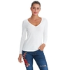 T-Shirt-Manches-sulfet-Col-en-V-pour-Femme-Streetwear-D-contract-94-Coton-Harajuku
