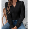 blouse noire à volants femme