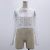 chemisier en dentelle blanc transparent femme manches longues
