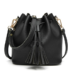 sac seau à bandoulière cuir noir