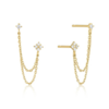 boucle d'oreille double trou or