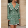 robe fleurie verte vintage femme