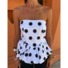 top bustier à pois noir et blanc