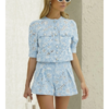 ensemble brodé bleu été femme