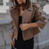 Manteau court en laine marron femme