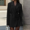 blazer noir élégant fleuri femme