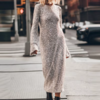 robe longue à sequins argentée