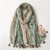 foulard châle viscose léger imprimé vert fleuri