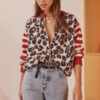 cardigan en laine imprimé léopard pour femme
