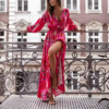 robe longue rose fleurie