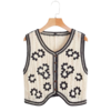 gilet sans manches en crochet noir et blanc femme