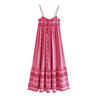 robe longue rose à bretelles femme brodée