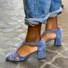 sandales à petit talon bleu
